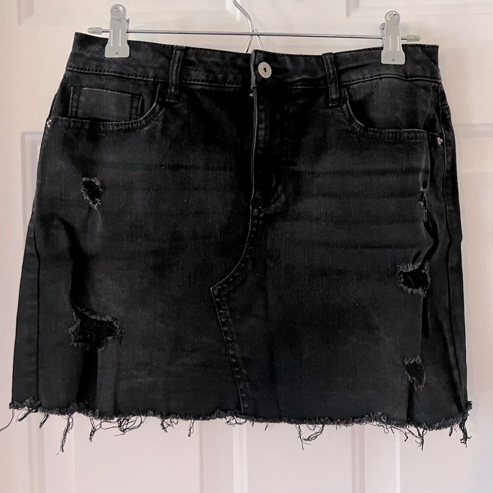 Vanilla Star Mini Skirt - Black Denim